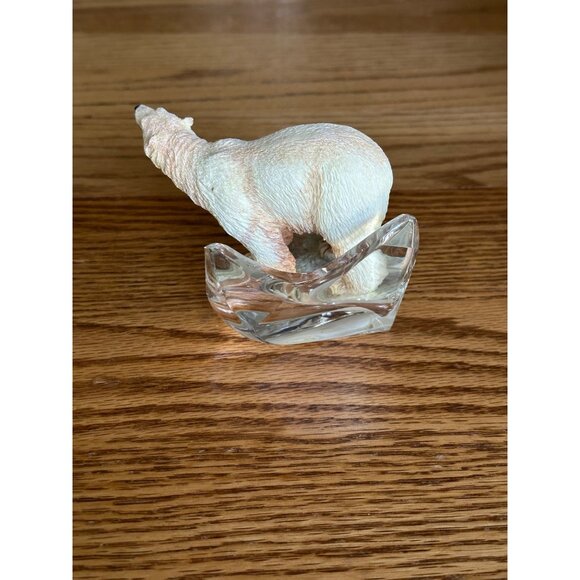 HTF Franklin Mint Resin Polar Bear on Crystal Ice Glass Base Sculpture Animal - Picture 10 of 11